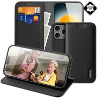 Dux ducis GP-173312 Iphone 17 pro  hivo tok álló, valódi bőr flip, rfid, fekete kép