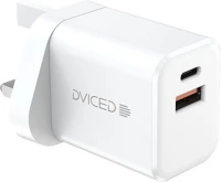 Dviced DV222001 Wall charger 35w gan 1 usb-a, 1 usb-c uk - white kép