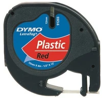 Dymo S0721630 Letratag 12mm festékszalag - piros alapon fekete kép