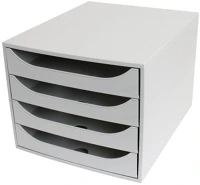 Egyéb 305265 Fiókos irattároló, 4 fiókkal, műanyag fehér test, fehér fiókok ecobox kép