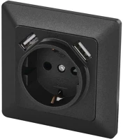 Emos A6000_3 Aljzat usb csatlakozóval, schuko antracit kép