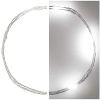 Emos D3AC06 beltéri, led  nano fényfüzér, ezüst, 0,9 m, 2x aa, 10 led, hideg fehér kép