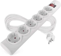 Emos P54217 Túlfeszültségvédő 6 aljzat, 5 m, fehér kép