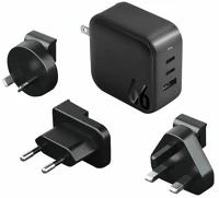 Energea GAN66 1XUSB / 2XTYPE-C Travelite gan66 1xusb / 2xtype-c utazó gyorstöltő adapter, (pd-pps-qc 3.0) 66w, fekete (us/eu) kép