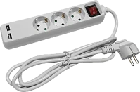 Entac ESE1.5G3-3-SW-USB S1 elosztó 3 foglalat kapcsolóval 2 usb kép