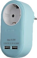 Entac EPAG-1EE-2USB-B Hálózati adapter 1 földelt aljzat és 2 usb (össz. 2.1a) kék kép