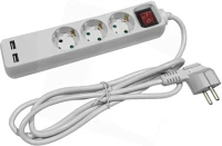 Entac ESE1.5G3-1.5-SW-USB Elosztó 3 foglalat kapcsolóval 1,5m 3g1,5 2 usb kép