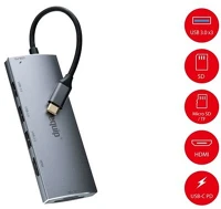 Equip 133482 Notebook dokkoló -  (bemenet: usb-c, kimenet: usb-c pd:60w/hdmi/3x usb3.2 gen1/tf/microsd) kép
