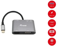 Equip 133483 Notebook dokkoló -  (bemenet: usb-c, kimenet: usb-c pd:100w/hdmi/vga/usb3.0/aux) kép