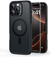 Esr GP-163429 Iphone 16 pro max 5g  hybrid halolock szilikon telefonvédő ütésállóság, matt + képernyővédő üveg, fekete kép