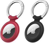 Esr S56694 Apple airtag szilikon tok, kulcstartó,  cloud, fekete/piros, 2 db / csomag kép