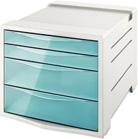 Esselte 02.0067603 Irattároló  colour breeze 4 fiókos műanyag áttetsző szürke/kék kép
