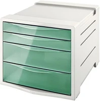 Esselte 02.0067605 Irattároló  colour breeze 4 fiókos műanyag áttetsző szürke/zöld kép