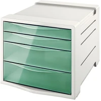 Esselte COLOUR'ICE 4 Irattároló  colour'ice 4 fiókos műanyag áttetsző szürke/zöld kép