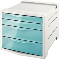 Esselte COLOUR'ICE 4 Irattároló  colour'ice 4 fiókos műanyag áttetsző szürke/kék kép