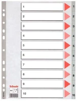 Esselte COR_E100105 Regiszter, műanyag, a4, 1-10, szürke kép