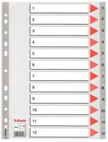 Esselte COR_E100106 Regiszter, műanyag, a4, 1-12, szürke kép