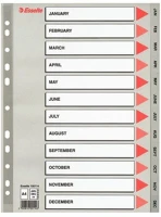 Esselte COR_E100114 Regiszter, műanyag, a4, jan-dec, szürke kép