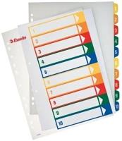 Esselte COR_E100213 Regiszter, műanyag, a4 maxi, 1-10, nyomtatható, áttetsző kép
