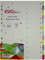 Evo 1-12-IG Elválasztólap, színes karton 12 részes 1-12-ig számozva ffice kép