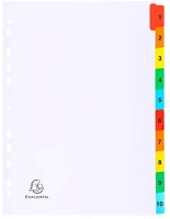Exacompta 1110E Regiszter karton  a/4 10 részes fehér, színes laminált fülekkel kép