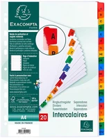 Exacompta 1111E Regiszter karton  a/4 a-z 20 részes fehér, színes laminált fülekkel kép