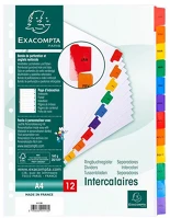 Exacompta 1113E Regiszter karton  a/4 jan-dec 12 részes fehér, színes laminált fülekkel kép