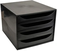 Exacompta 228014D Irattartó box műanyag  ecobox 4 fiókos fekete kép