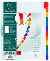 Exacompta 4312E A/4 maxi 12 részes fehér, színes laminált regiszterrel kép
