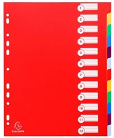 Exacompta 4812E Elválasztólap pp  a/4 maxi, 12 részes színes kép