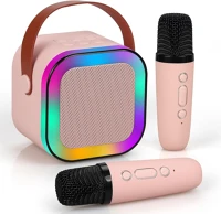Extralink 2X MIC PINK pink | karaoke set | speaker, 2x microphone, bluetooth, aux, sd card slot kép