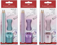 Faber-castell 07.03631 Grafitceruza szett  sparkle gyöngyházfényű metál + hegyező és radír kép