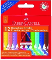 Faber-castell 15.00400 Zsírkréta  grip háromszögletű hegyezett radírozható 12 színű kép