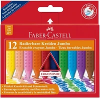 Faber-castell 15.00901 Zsírkréta  grip jumbo háromszögletű hegyezett radírozható 12 színű kép