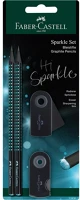 Faber-castell FC118295 Sparkle midnight b 4 db háromszögletű fekete/óceánkék grafitceruza szett kép
