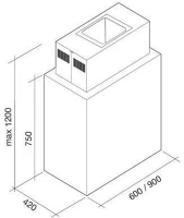 Falmec CLDI60.E1P2#ZZZI491F LAGUNA 60 T800 burkolható Sziget páraelszívó LED világítás  1 db motor kép