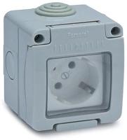 Famatel 19068 Falon kivüli 16a-250v szürke ip55 vízmentes dugalj kép