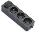 Famatel 2523-N Kapcsolóval fekete 16a-250v hármas földelt szerelhető elosztó kép