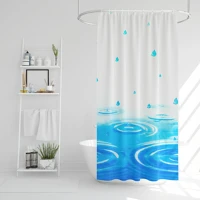 Family 11526B Zuhanyfüggöny - 3 féle - kék, tavasz, kockás mintás - 180 x 180 cm kép