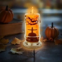 Family 56567A Halloween-i led gyertya dekoráció - sírkő - narancs led - 3 x lr1130 - 5 x 5 x 10 cm () kép