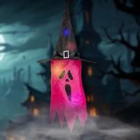 Family 56569D Halloween-i LED dekor - szellem - liila - 10 színes LED - akasztható - 2 x kép