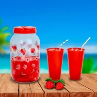 Family 57243G Italadagoló csappal, műanyag pohárszettel - 3,8 l - epres kép