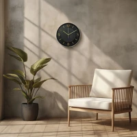 Family 57336B Falióra - 25 cm - műanyag, üveg - 1 x aa - fekete kép