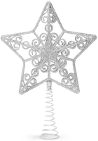 Family 58679B Karácsonyfa csúcsdísz - csillag alakú - 20 x 15 cm - ezüst kép