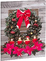 Family 58468 Led fali kép, koszorú, 40 x 30 cm, 4 led, melegfehér (58468) kép