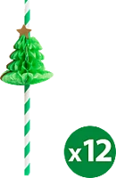 Family 57603C Papír szívószál, 3d fenyőfa,12 db / csomag (57603c) kép