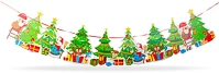 Family 58585C Karácsonyi papír girland, karácsonyfa mintás, 3,5 m (58585c) kép