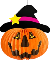 Family 58137B Halloween-i tökös lampion, kalapban, akasztható, 26 cm (58137b) kép