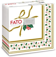 Fato H6588455600 Airlaid karácsonyi szalvéta 40x40cm holly gold 50 lapos kép