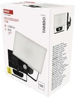 Fekete 2000 LM Led-es reflektor tambo mozgásérzékelővel, 20 w, 2000 lm, kép